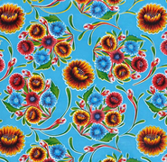 Ovaal Mexicaans tafelzeil floral lichtblauw