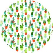 Rond tafelzeil cactussen met bloemen (137cm)