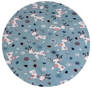 Rond kerst tafelzeil eland blauw (140cm)