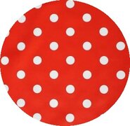 Rond tafelzeil rood met witte stippen (140cm)
