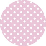Rond tafelzeil roze met witte stippen (140cm)