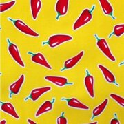 Rond Mexicaans tafelzeil rode pepers op geel  (120cm)