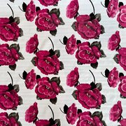 Mexicaans tafelzeil roze rosas op wit