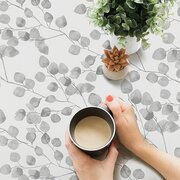 Tafelzeil bladeren vleugje grijs