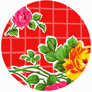 Rond Mexicaans tafelzeil rosendal rood (120cm)