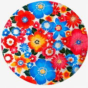 Rond Mexicaans tafelzeil rain of flowers zilver (120cm)