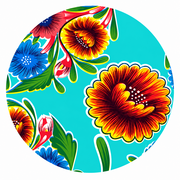 Rond Mexicaans tafelzeil floral mint (120cm)