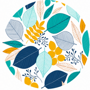 Rond tafelzeil New Leafs blue (ca. 140cm) 