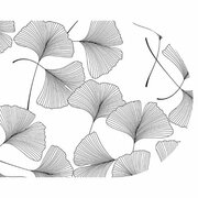 Ovaal wasbaar gecoat tafelzeil Ginko wit