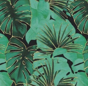 tafelzeil palmbladeren goud groen