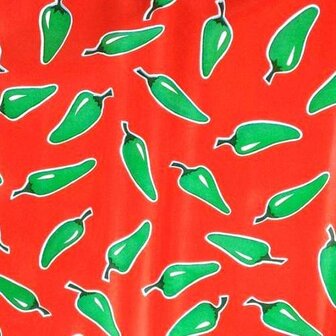 Ovaal Mexicaans tafelzeil groene pepers op rood
