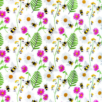 Ovaal tafelzeil bijen en bloemen