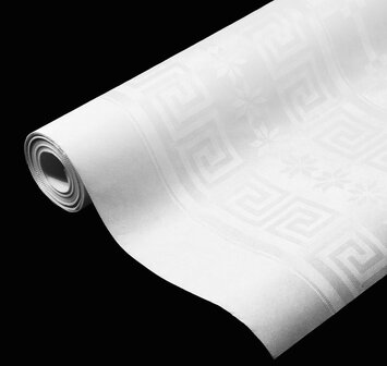 Papieren tafelkleed op rol (8m) damast wit