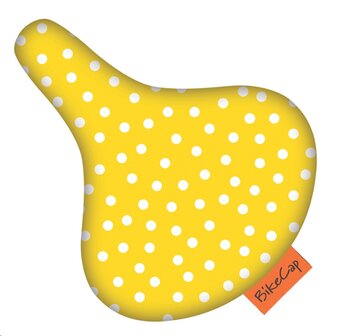 Zadelhoesje Bikecap geel met stippen