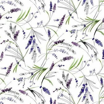 40x140cm Restje tafelzeil lavendel takjes