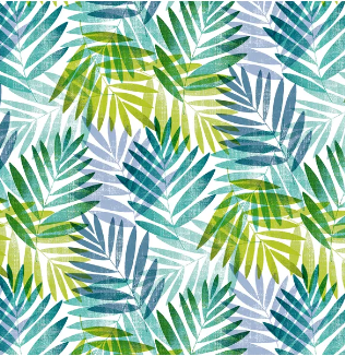 50x140cm Restje tafelzeil palmbladeren groen/blauw