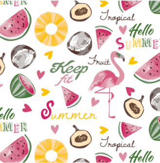 35x140cm Restje tafelzeil hello summer flamingo