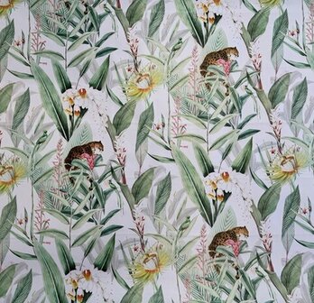 60x140cm Restje tafelzeil panters en bloemen