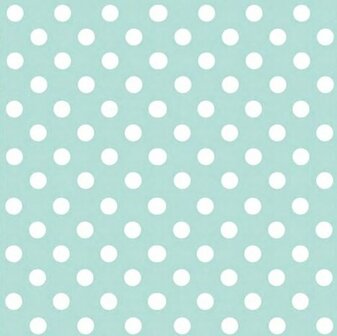 30x140cm Restje tafelzeil lichtblauw met stippen