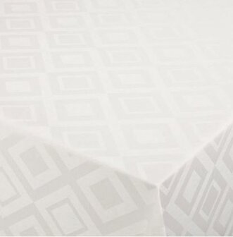 50x140cm Restje tafelzeil Damast roomwit