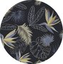 Rond tafelzeil paradijsvogelbloemen zwart/goud (140cm)