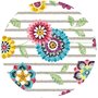 Rond tafelzeil bloemen en grijze lijnen (140cm)
