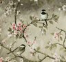 Tafelzeil Japanse vogels grijs / beige 