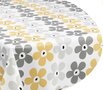 Ovaal tafelzeil big small flower grey/brown
