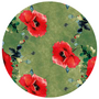 Rond tafelzeil grote klaprozen groen (140cm)