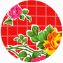 Rond Mexicaans tafelzeil rosendal rood (120cm)