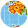 Rond Mexicaans tafelzeil rosendal blauw (120cm)