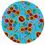 Rond Mexicaans tafelzeil floral lichtblauw (120cm)