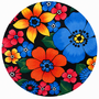 Rond Mexicaans tafelzeil Rain of flowers zwart (120cm)