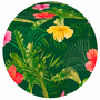Groot rond tafelzeil Hawaii bloemen donkergroen (160cm)