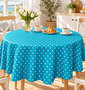 Groot rond tafelzeil blauw met witte stippen (160cm)  