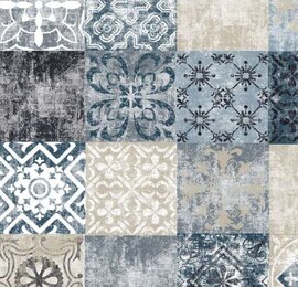 Proefstaaltje: Wasbaar gecoat tafelzeil Castillo blauw