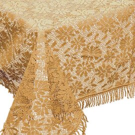 Buiten tafelkleed schuimvinyl 150x220cm okergeel (dikke kwaliteit)