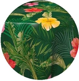 Groot rond tafelzeil Hawaii bloemen donkergroen (160cm)