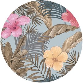 Groot rond tafelzeil Hawaii bloemen blauw 160 cm