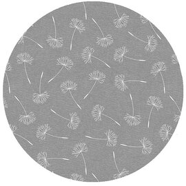 Groot rond tafelzeil pluizenbloem grijs (160cm)