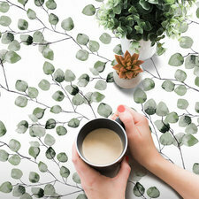 55x140cm Restje tafelzeil bladeren vleugje groen