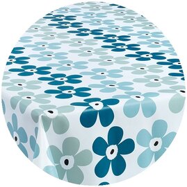 Rond tafelzeil big small flower blue (140cm)  