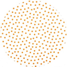 Rond Mexicaans tafelzeil polkadot wit met oranje stippen (120cm)