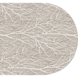 Ovaal tafelzeil takjes beige donker