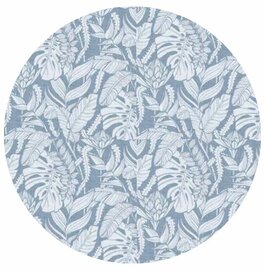 Rond tafelzeil vintage leafs blue (140cm)