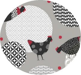 Rond tafelzeil stippen en kippen (140cm) 