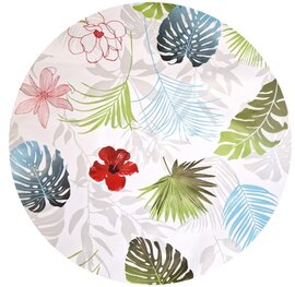 Rond tafelzeil botanische bladeren en bloemen (140cm)