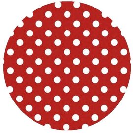 Rond tafelzeil rood met witte stippen (140cm)
