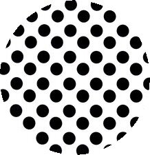 Rond tafelzeil wit met grote  zwarte stippen (140cm)