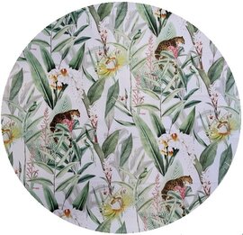 Rond tafelzeil Panter & bloemen 140cm
